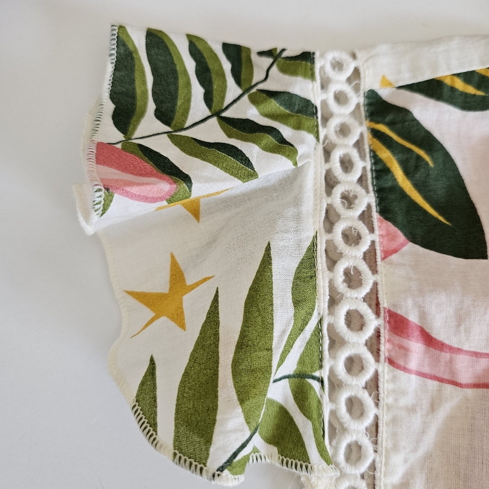 Z&L Europe Floral Print Crochet Trimmed Mini Dress or Beach Dress Large - Picture 5 of 9